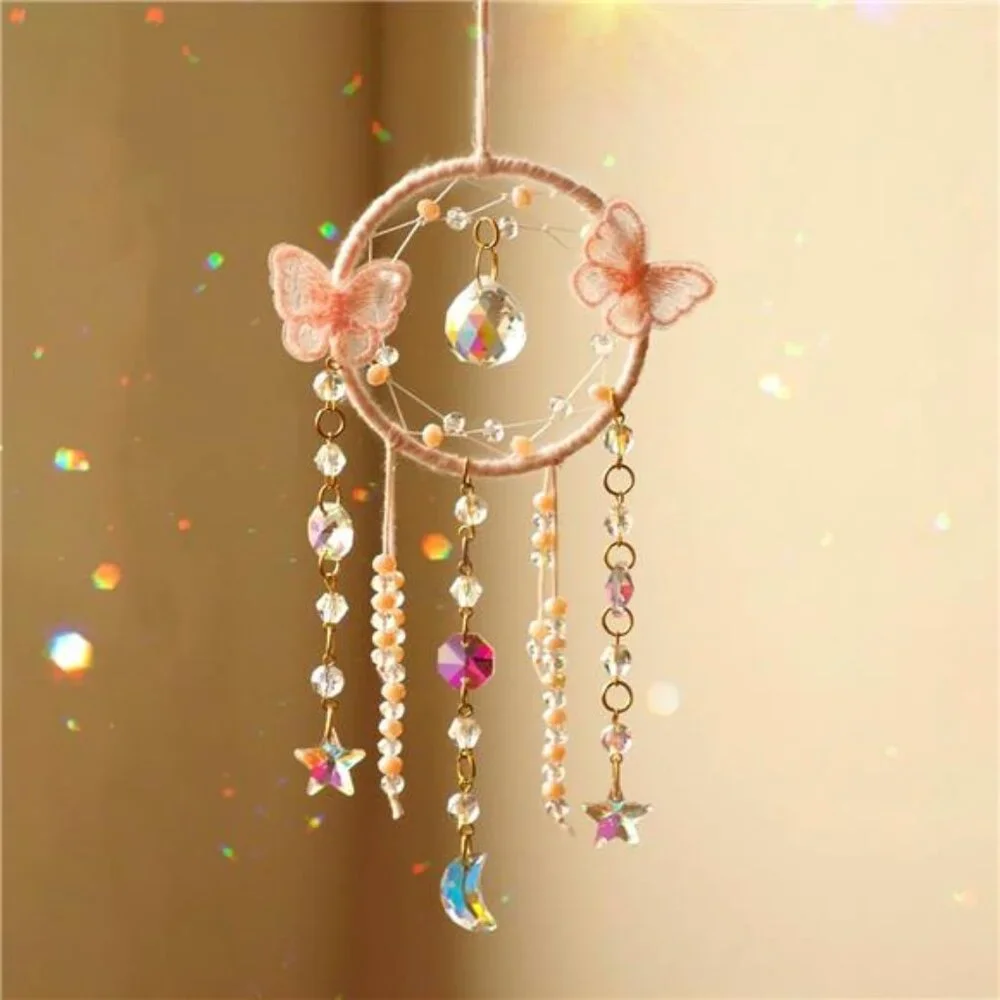 Pink Butterfly Small Dream Catcher